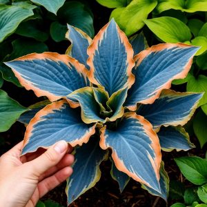 Хоста Океан Вью купить по цене от 960р. в интернет-магазине «Посадика» с доставкой почтой в в Колпиное и по всей России – [изображение №1].